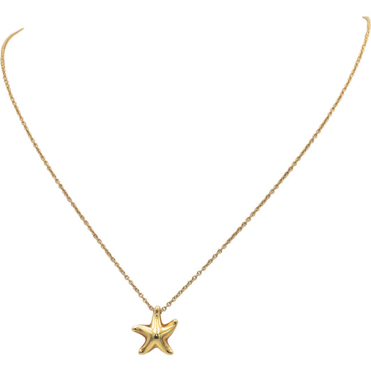 TIFFANY & CO 18k Yellow Gold Elsa Peretti Starfish Pendant Necklace $1425 Retail