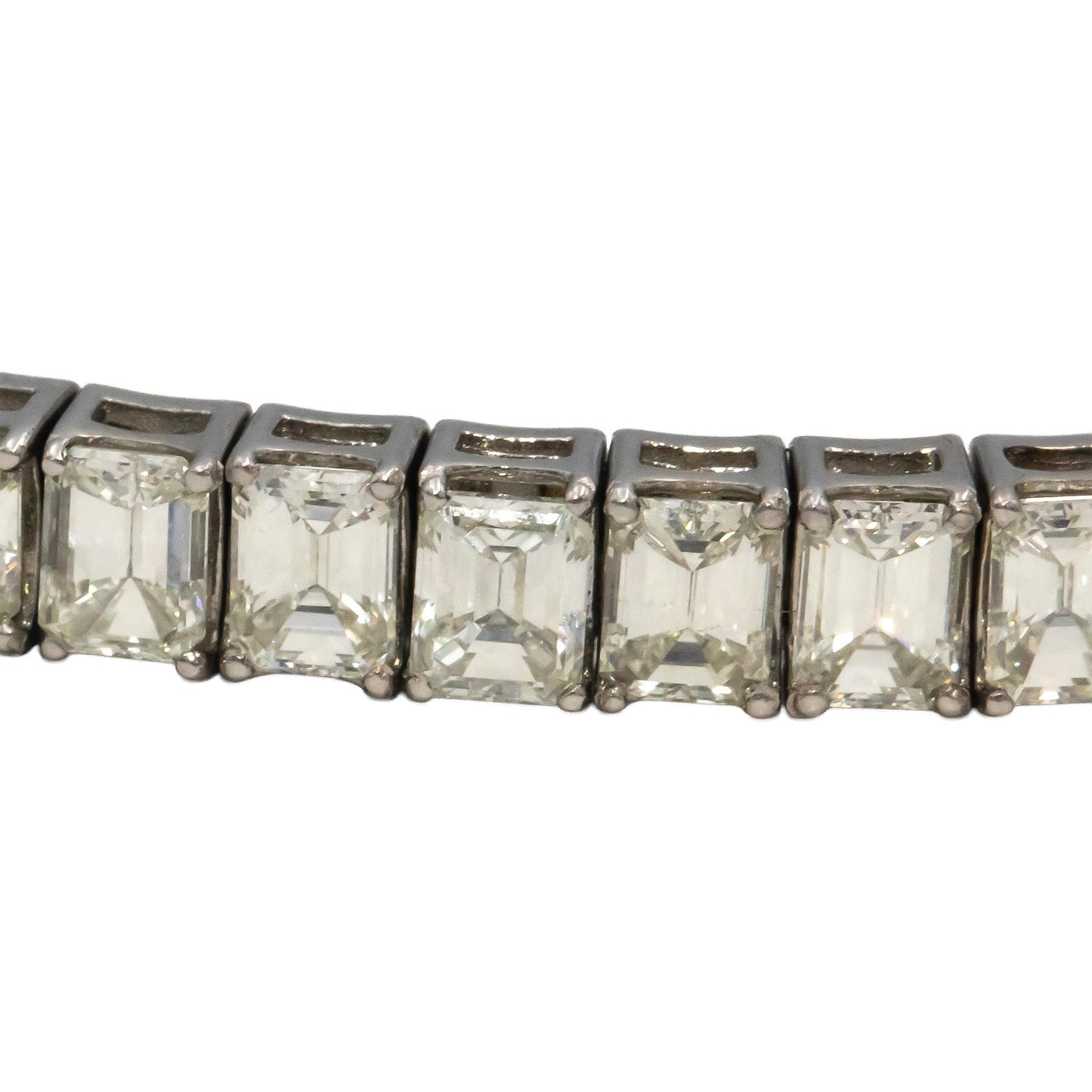 18k White Gold VS Emerald Cut Diamond Flexible Bangle Bracelet 10.19CT