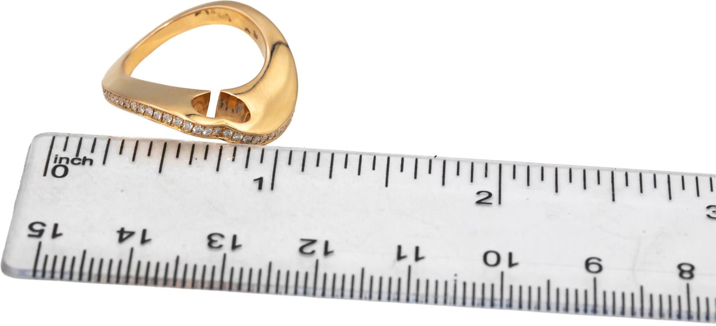 CHOPARD 18k Rose Gold Waving Heart Diamond Ring 0.18CT Size 52 w/ Papers