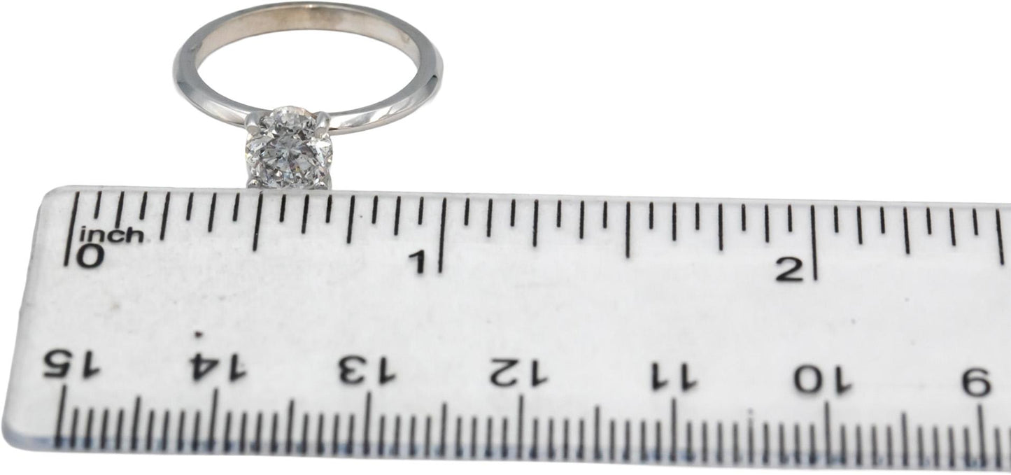 14k White Gold Round Diamond Solitaire Engagement Ring 1.01CT Size 5.5