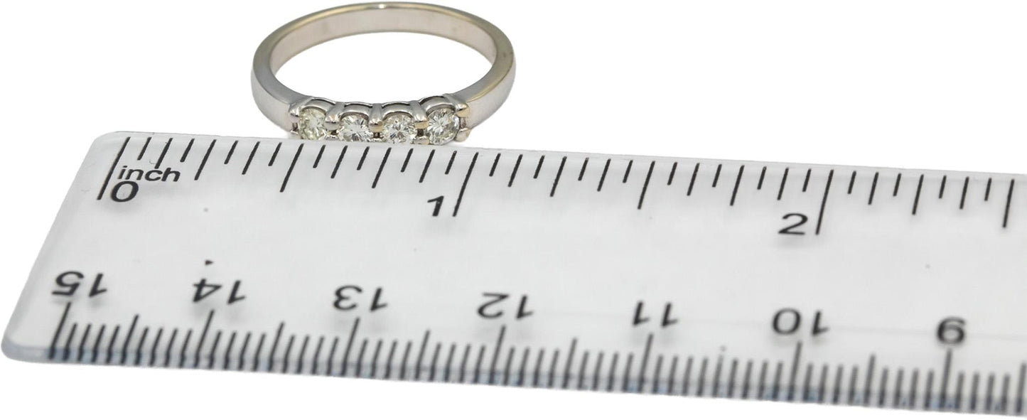18k White Gold VS Round Diamond Four Stone Band Ring 0.33CT Size 6