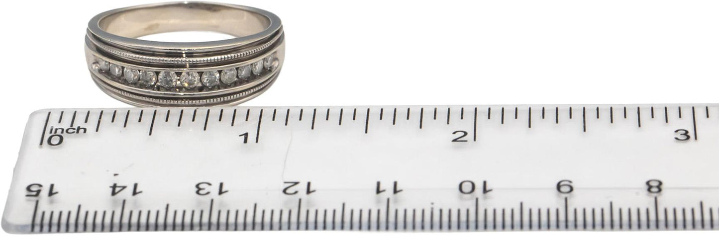 14k White Gold Round Channel Set Diamond Men's Band Ring 0.50CT Size 11