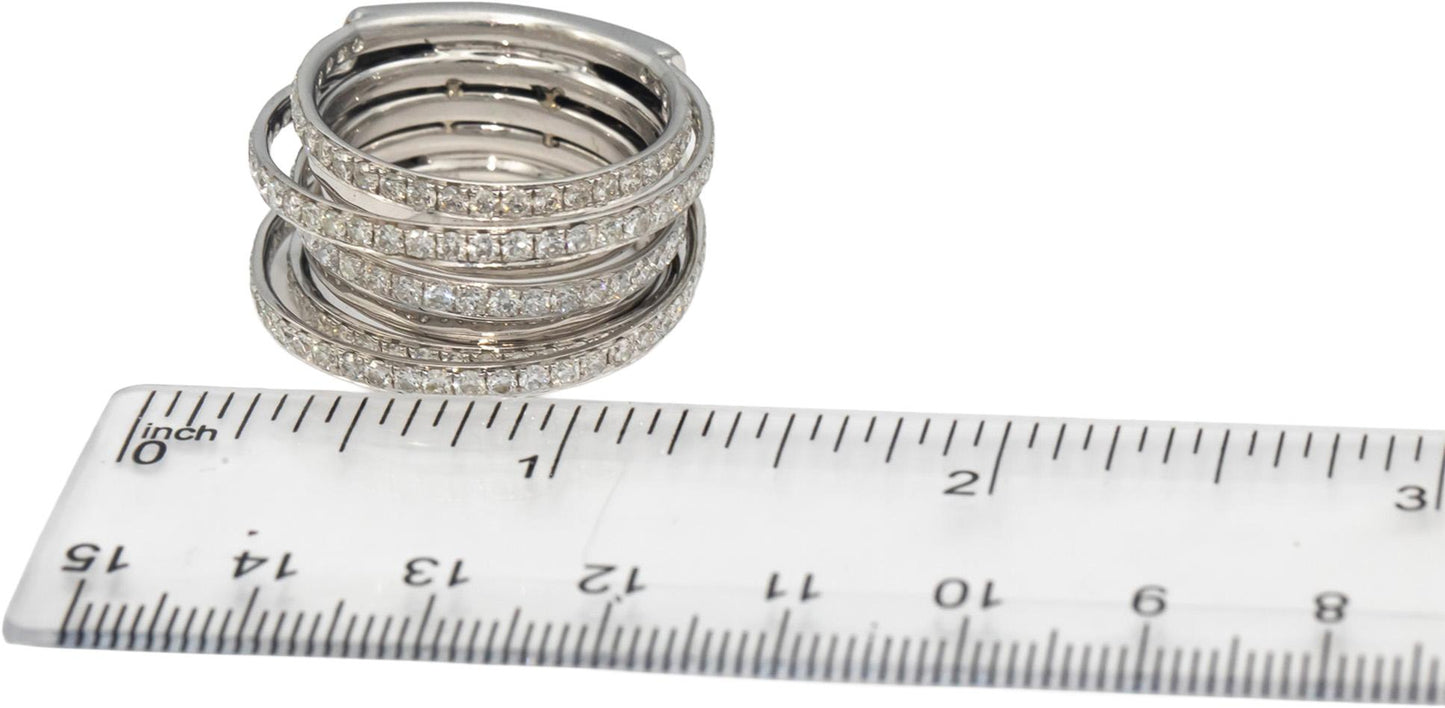 18k White Gold VS Round Diamond Jumbo Multi Band Ring 4.50CTW Size 8