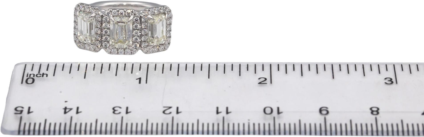 GIA Certified 18k White Gold Diamond Engagement Ring 4.04CTW Size 6.5