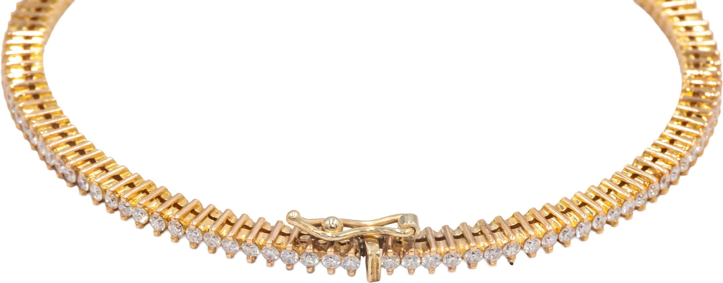 18k Yellow Gold VS Round Diamond Bangle Bracelet 2.20CT