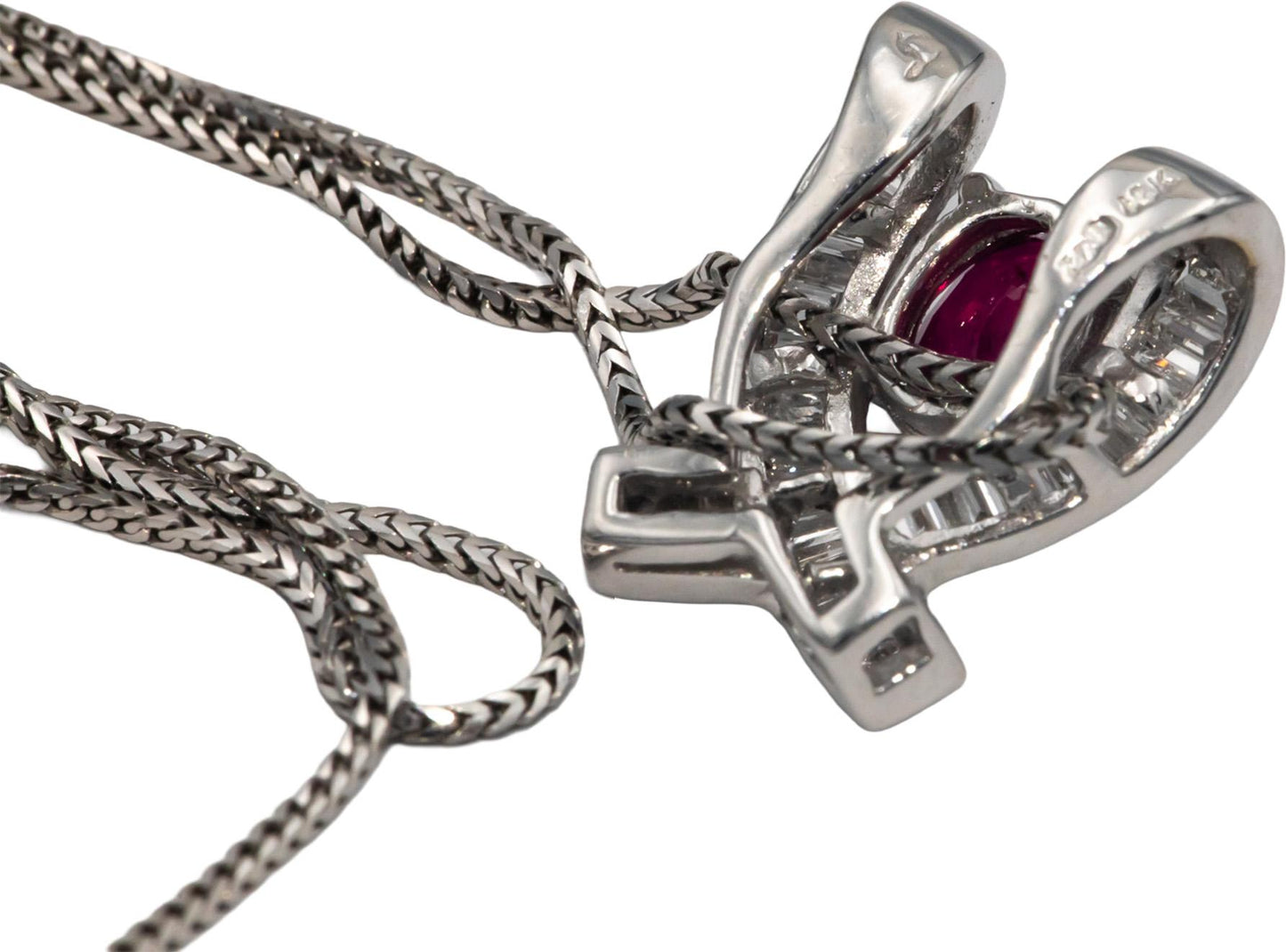 18k 14k White Gold 1.52CT VS White Gold Diamond and Ruby Slide Pendant Necklace