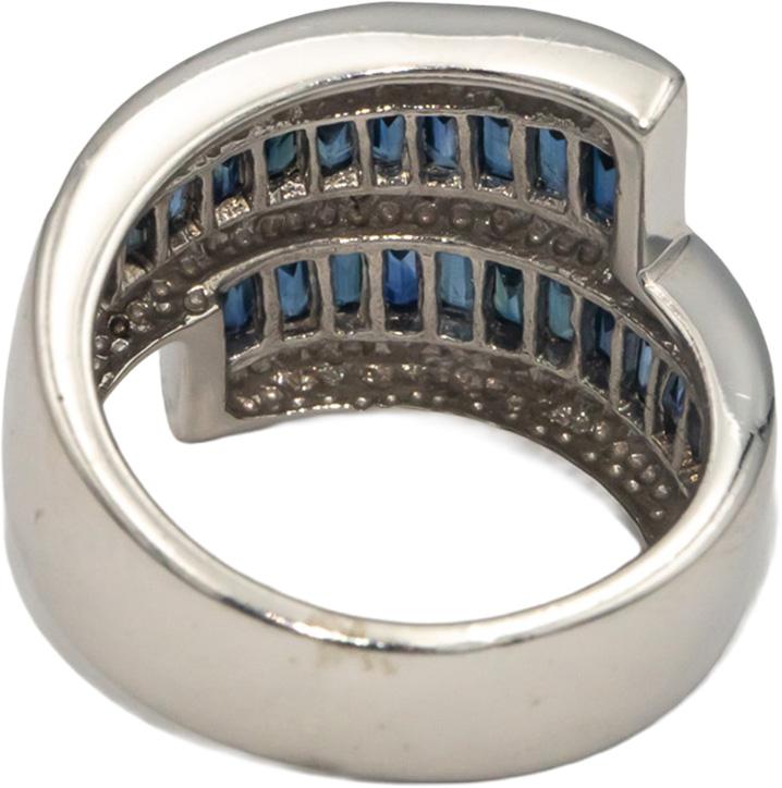 KALATI Designer 14k White Gold 2.30CT Diamond and Sapphire Ring Size 7