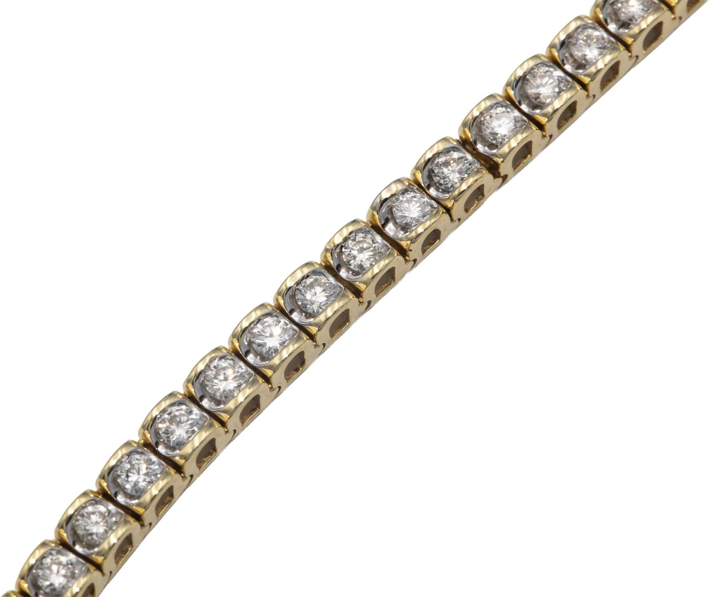 14k Yellow Gold Round Cut Channel Set Diamond Tennis Bracelet 4.30CT