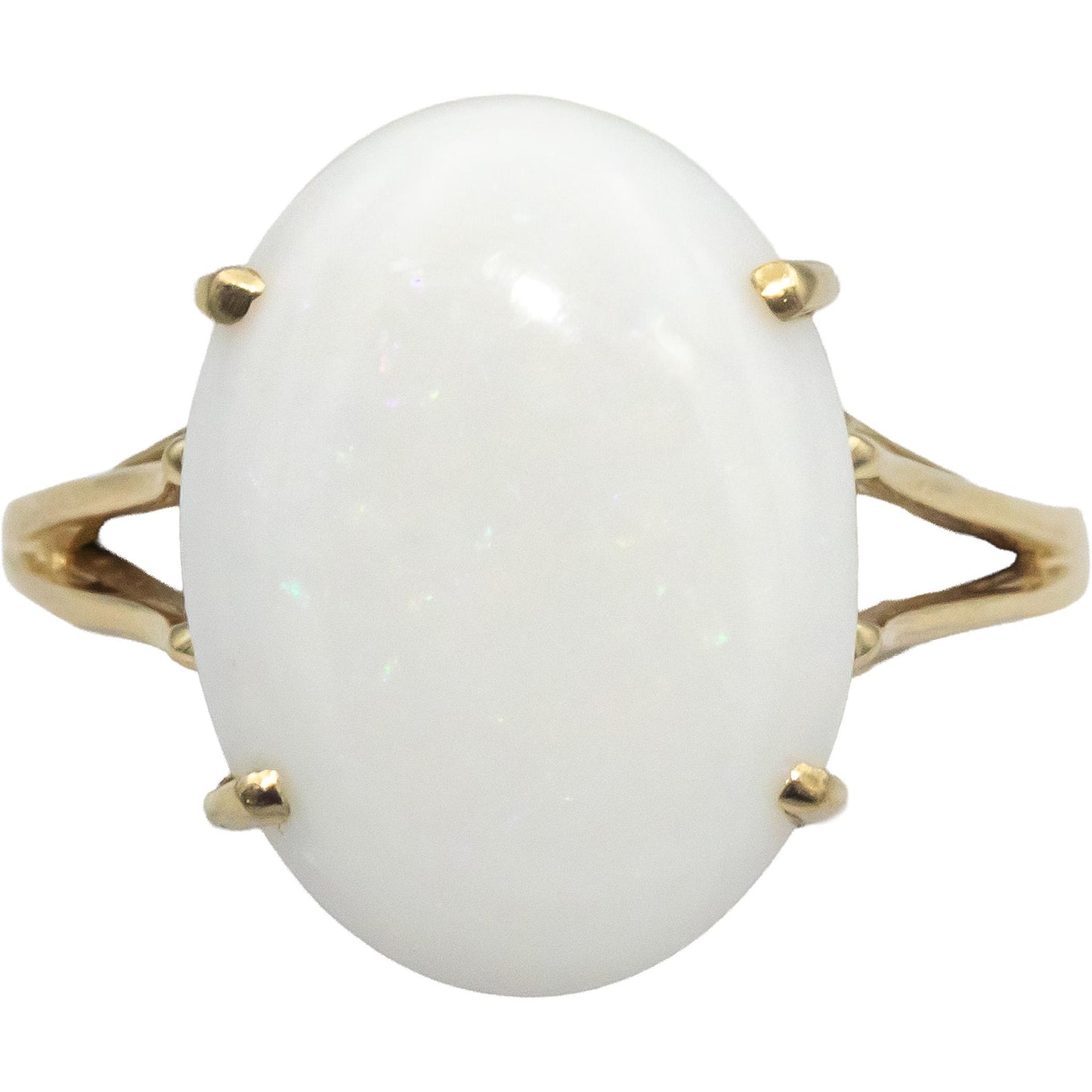 10k Yellow Gold 4.0CT Cabochon Cut Opal Solitaire Ring Size 7