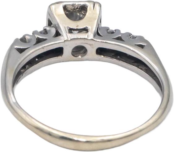 Vintage Antique 14k White Gold Diamond Ring 0.50CT w/ 0.20CT Center Size 7