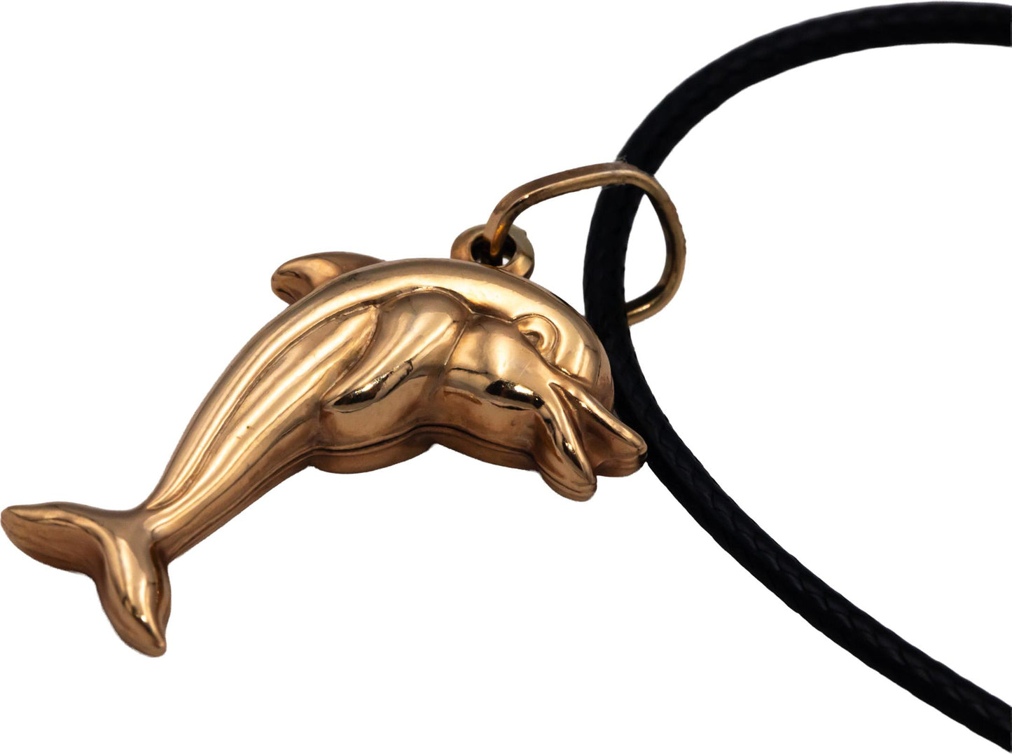 18k Yellow Gold Jewelry Dolphin Porpoise Pendant Necklace