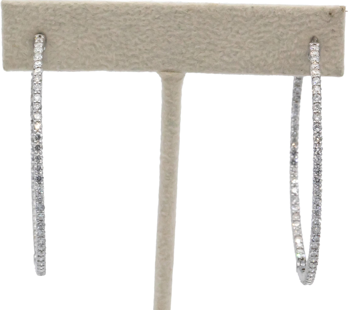 Round Cut Diamond 18k White Gold VS Oval Inside Out Hoop Earrings 5.40CT