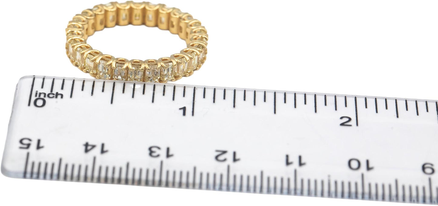 18k Yellow Gold VS Emerald Cut Light Yellow Diamond Eternity Ring 3.65CT Size 7