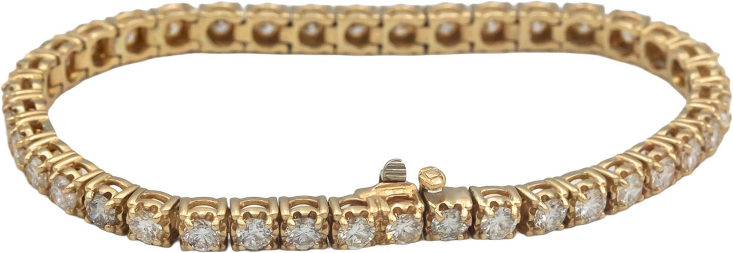 14k Yellow Gold Round Lab Grown Diamond Tennis Bracelet 6.0CT