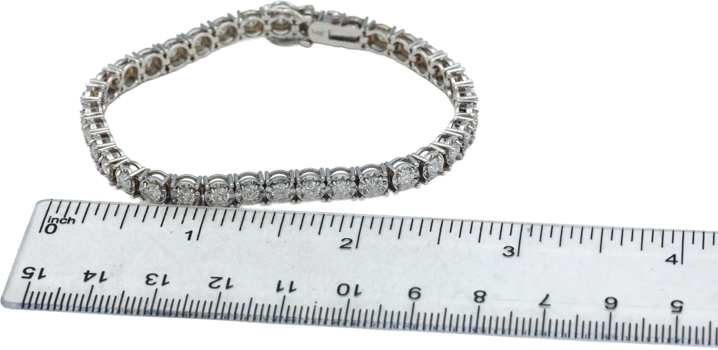 14k White Gold Round Diamond Tennis Bracelet 3.65CT