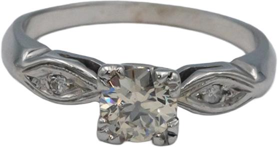 Vintage Antique 14k White Gold 0.52CT VS Diamond Ring w/ 0.50 Center Size 5.5
