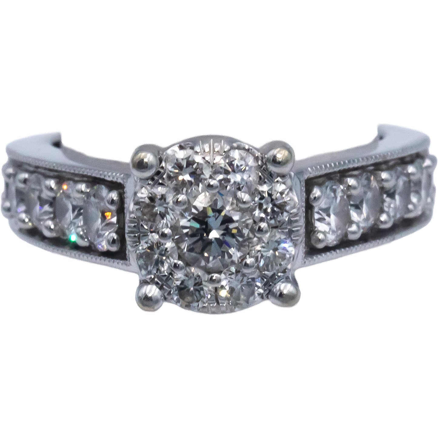 14k White Gold 1.75CT Round Cut Diamond Engagement Ring Size 7.25