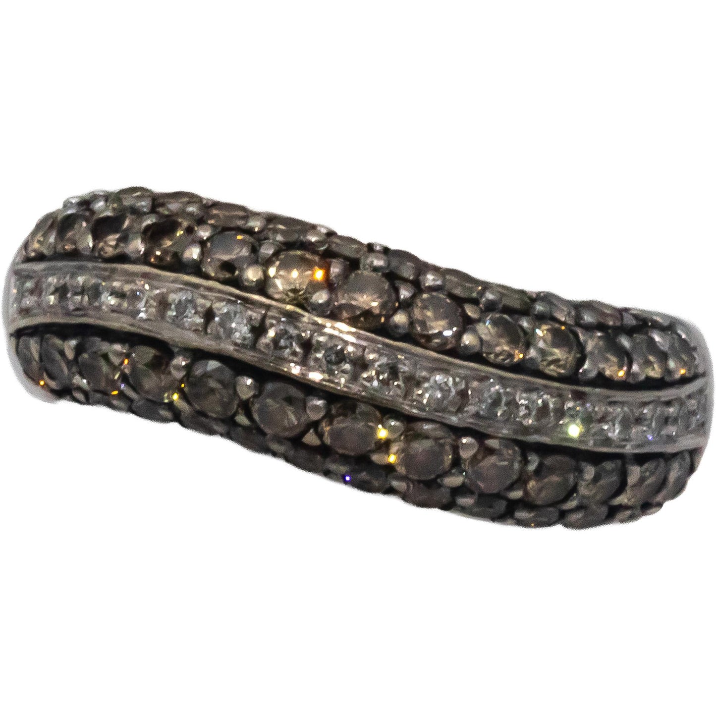 LE VIAN 14k White Gold 1.0CT Round Cut Diamond Wavy Band Ring Size 6.75