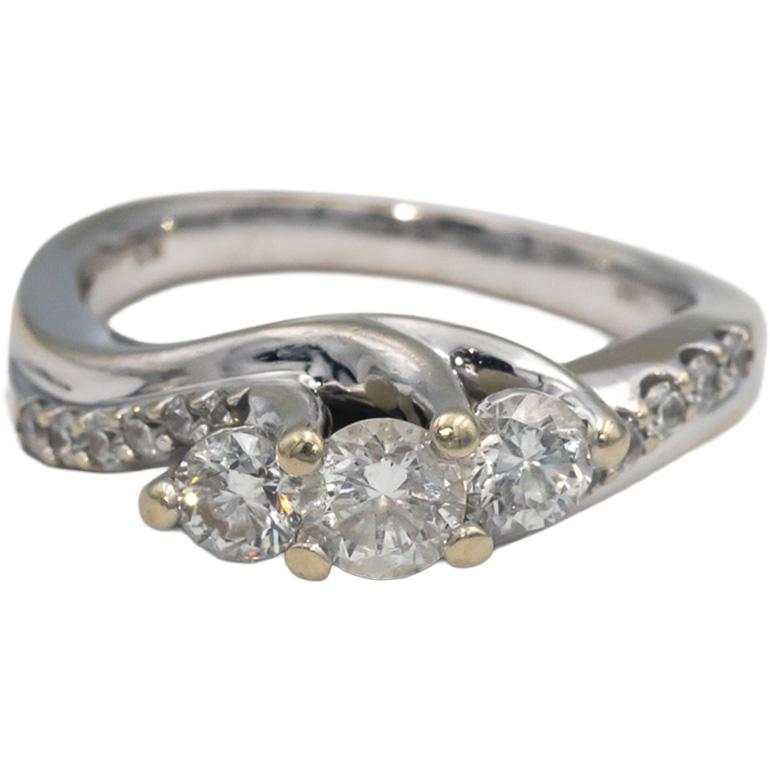 14k White Gold Jewelry 1.0CT Round Cut Diamond Ring Size 7