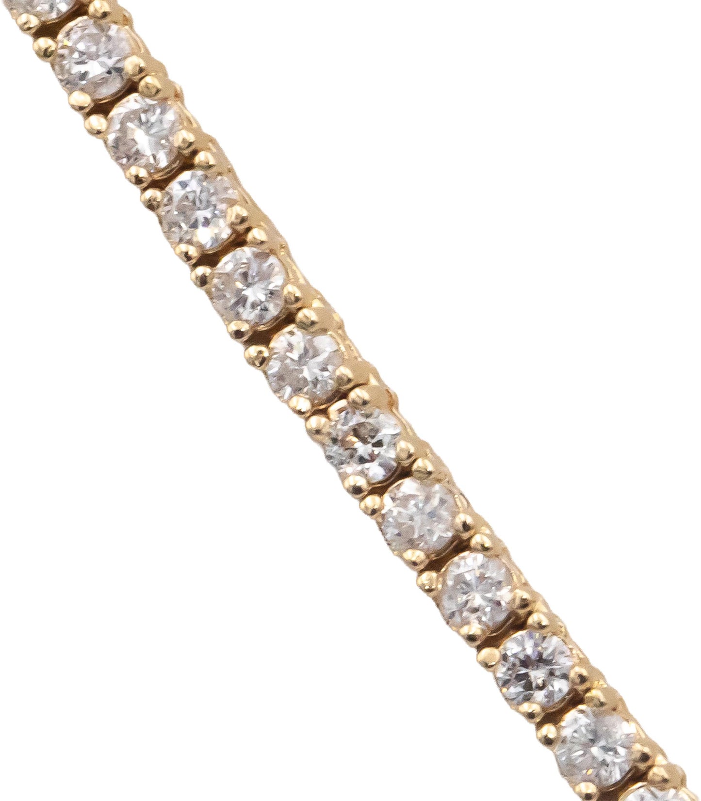 14k Yellow Gold Round Cut Diamond Tennis Necklace Chain 16.5" Long 4.01CT