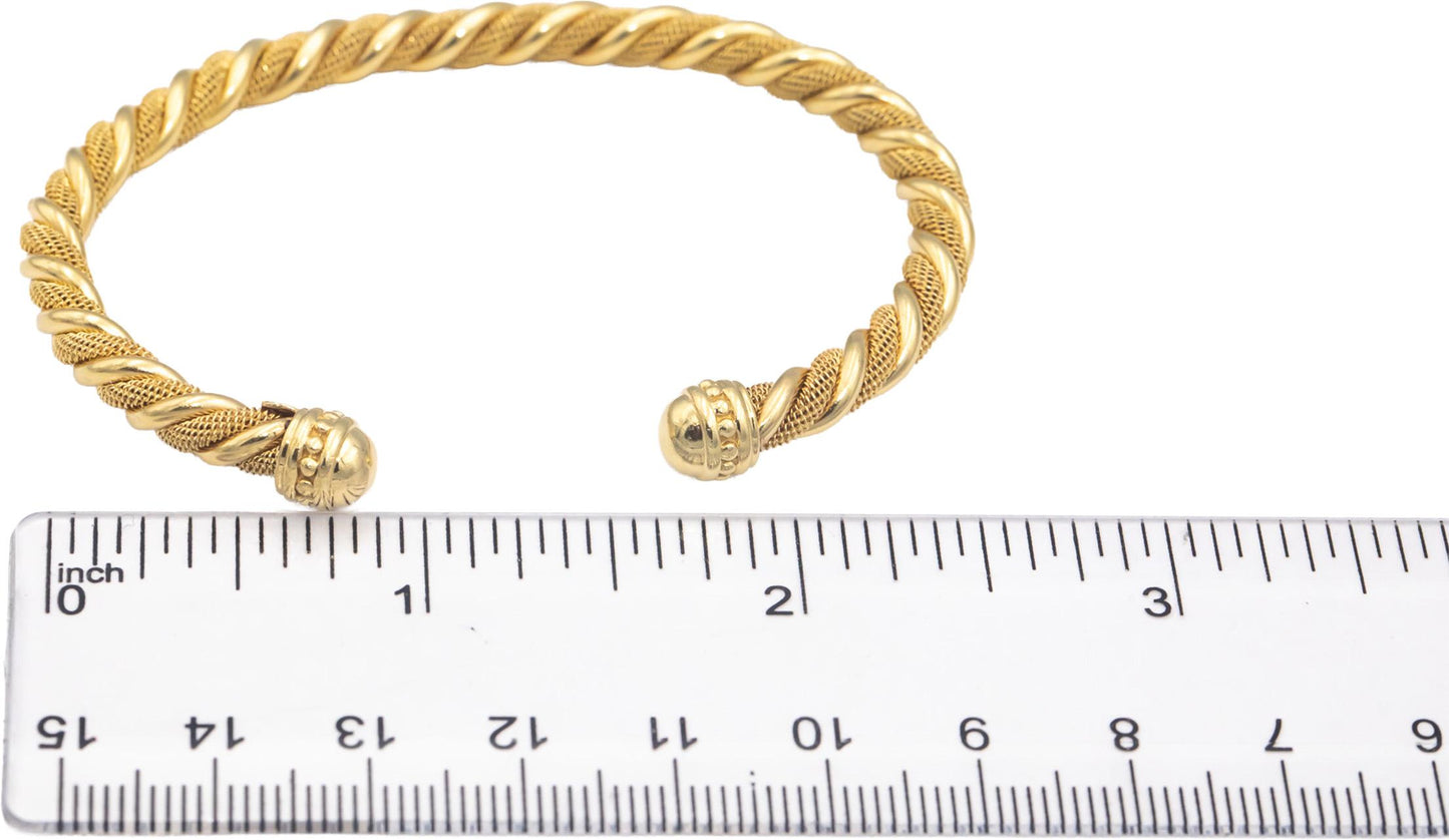 DAVID YURMAN 18k Yellow Gold Jewelry Twisted Open Bangle Cuff Bracelet