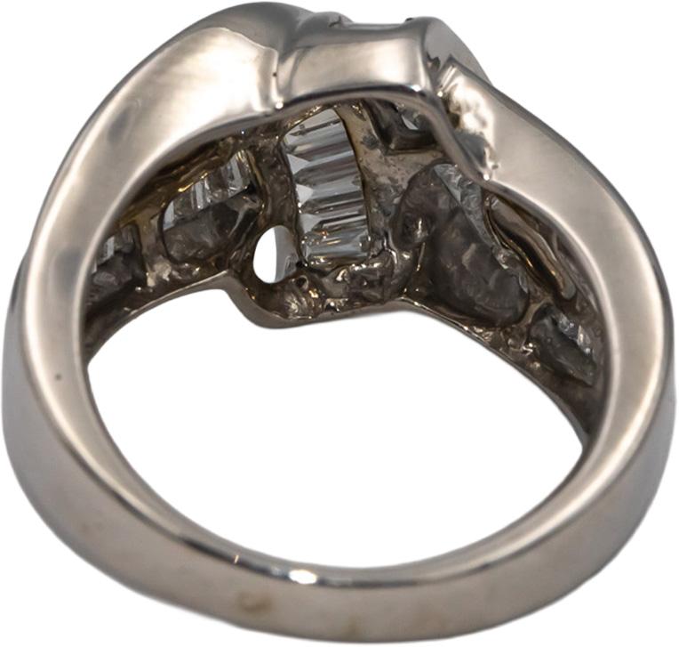 18k White Gold VS Baguette Cut Diamond Ribbon Band Ring 3.0CT Size 6.5