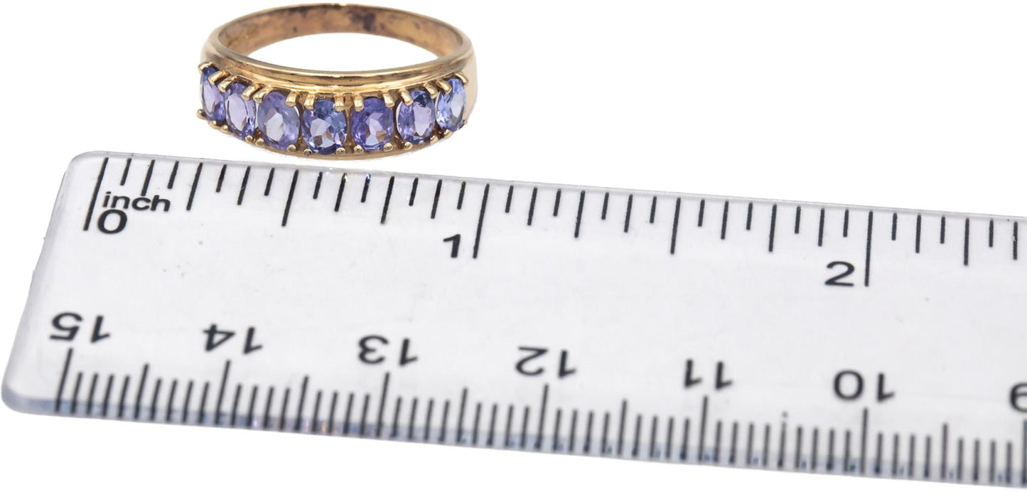 Tanzanite Oval Cut 10k Yellow Gold Jewelry Band Ring 1.0CT Size 6