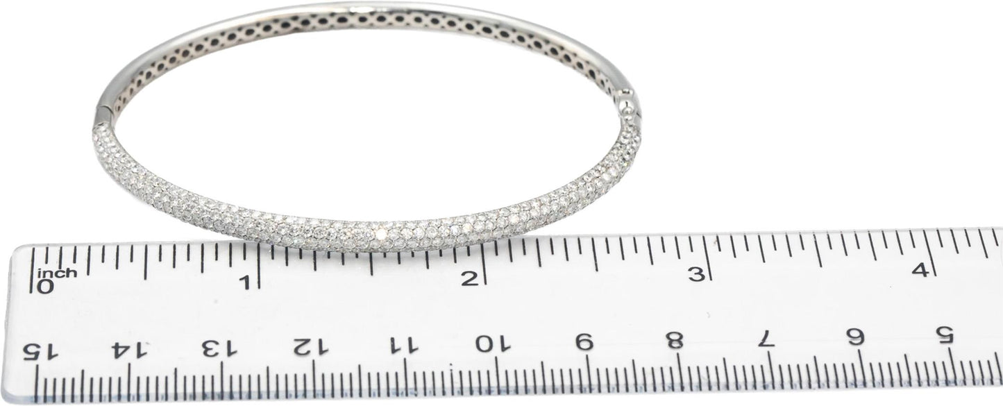18k White Gold VS Round Cut Diamond Pave Bangle Bracelet 2.0CT