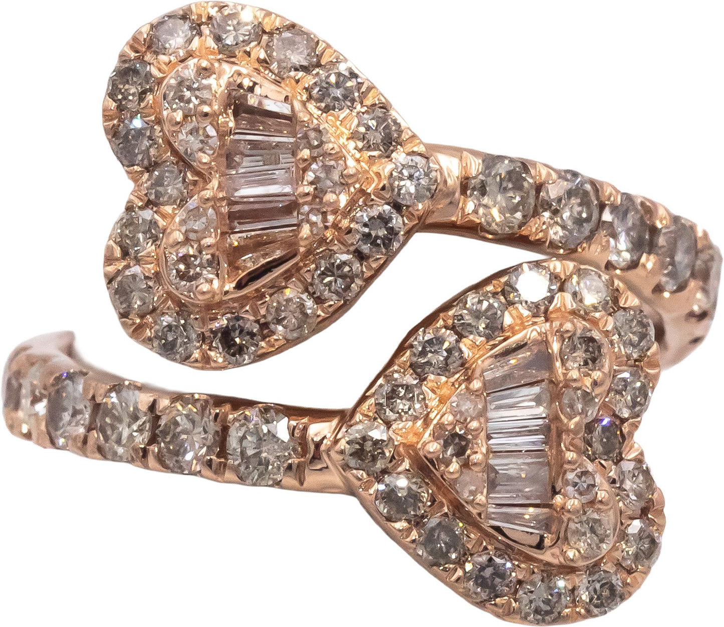 10k Rose Gold Jewelry Diamond Crossover Heart Ring 1.50CT Size 6.5