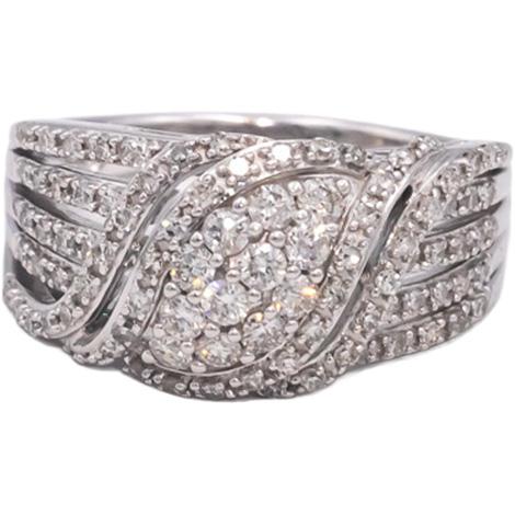 10k White Gold Jewelry Round Diamond Cluster Cocktail Ring 0.75CT Size 7