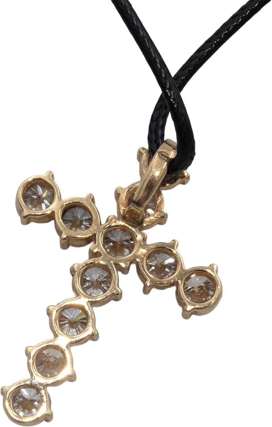 14k Yellow Gold Round Diamond Cross Crucifix Pendant Necklace 5.82CT