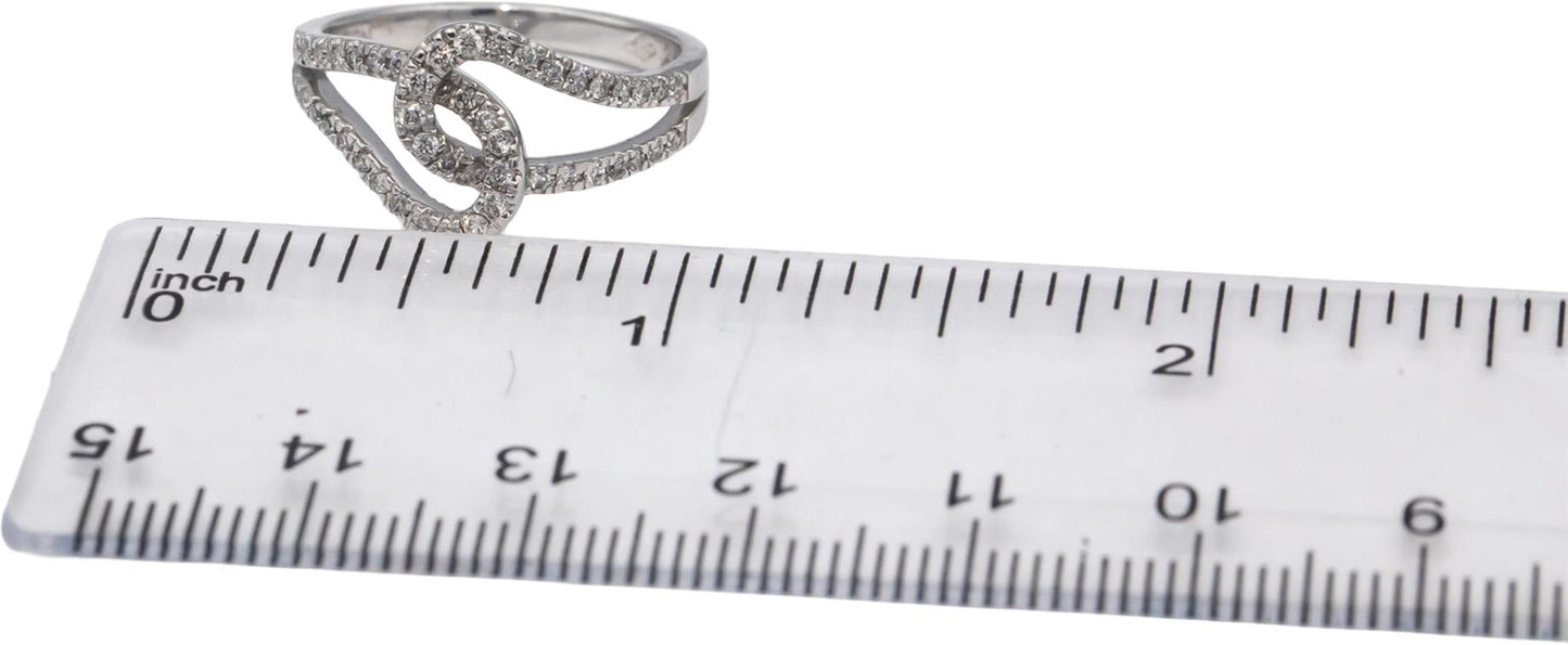 14k White Gold VS Round Diamond Interlocking Band Ring 0.35CT Size 7.25