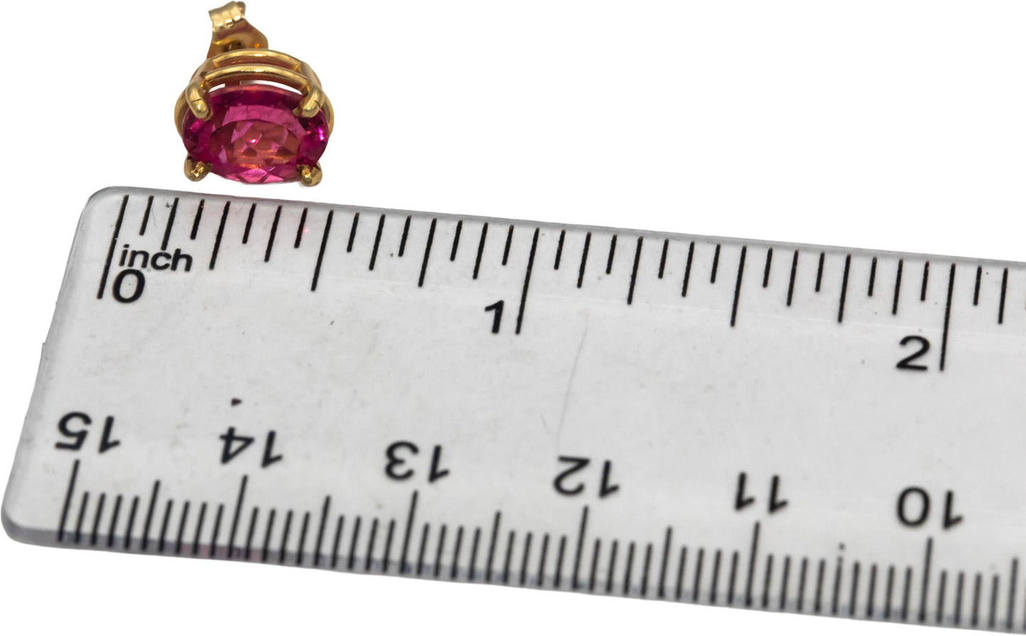14k Yellow Gold Oval Cut Pink Tourmaline Stud Earrings 3.50CTW