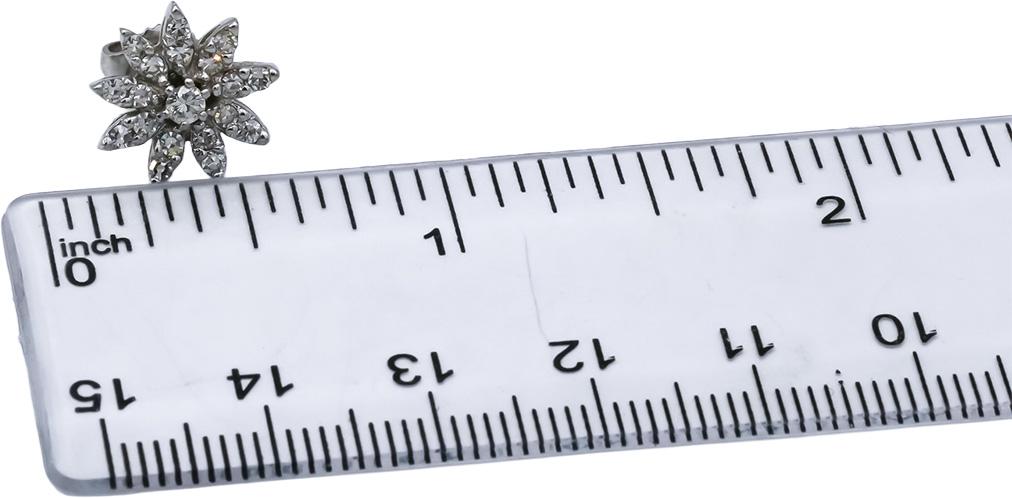 14k White Gold VS Round Diamond Cluster Flower Stud Earrings 0.68CT