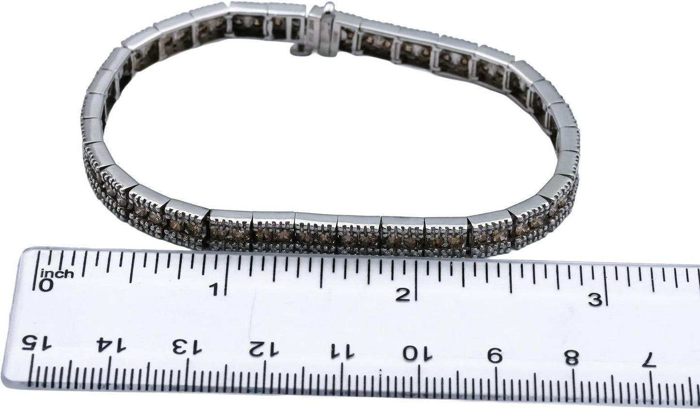 EFFY 14k White Gold Round Diamond Fancy Link Bracelet 3.50CTW