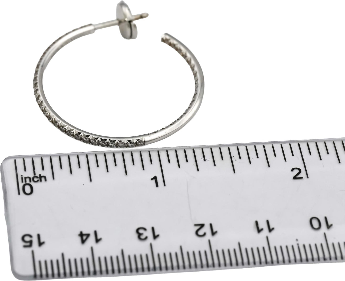 TIFFANY & CO. 18k White Gold Round Diamond Metro Hoop Earrings .50CT 7400 Retail