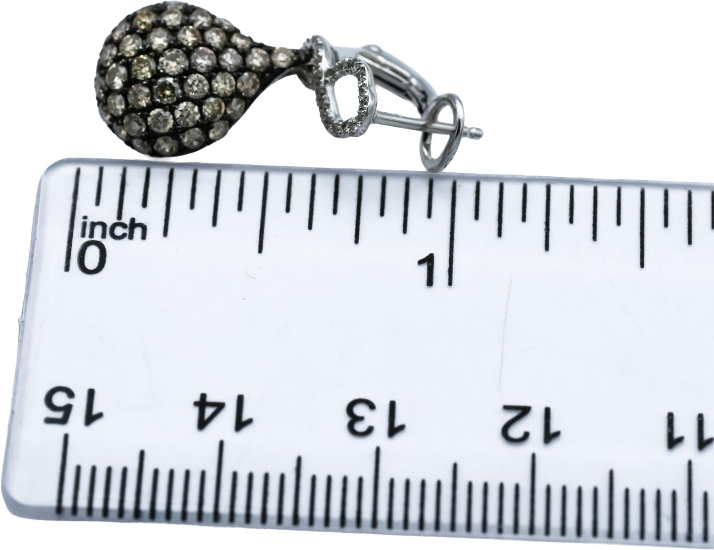 14k White Gold Round Diamond Drop Dangle Cluster Earrings 1.75CT