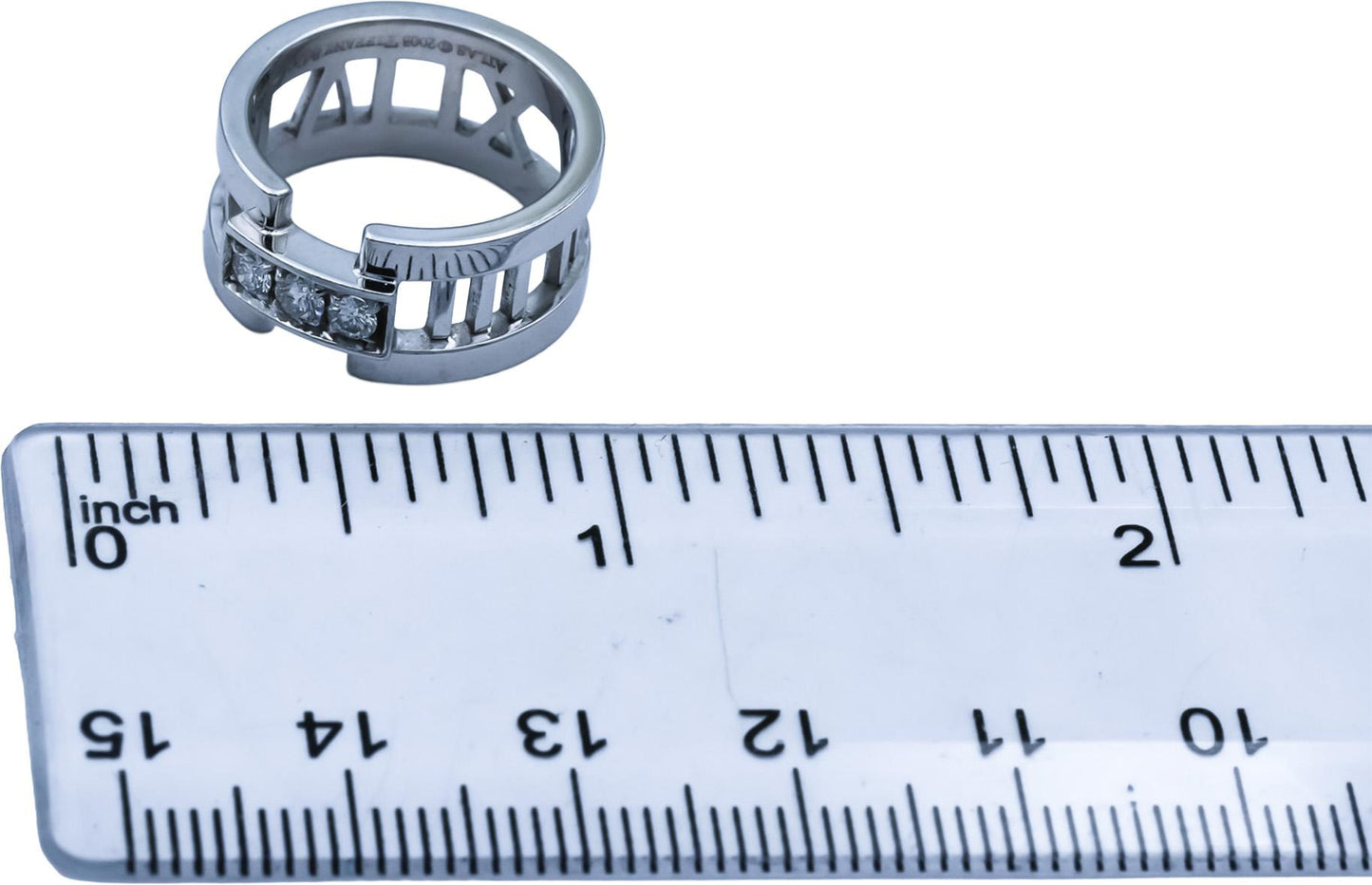 TIFFANY & CO. 18k White Gold VS Diamond Atlas Ring 0.12CT Size 4.25 4995 Retail
