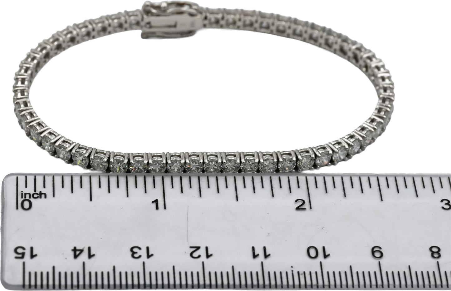 14k White Gold VS Round Lab-Grown Diamond Tennis Bracelet 6.99CT