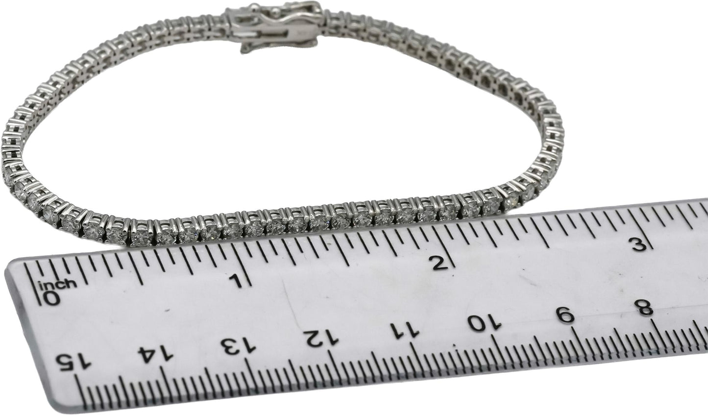 14k White Gold VS Round Diamond Tennis Bracelet 3.50CT