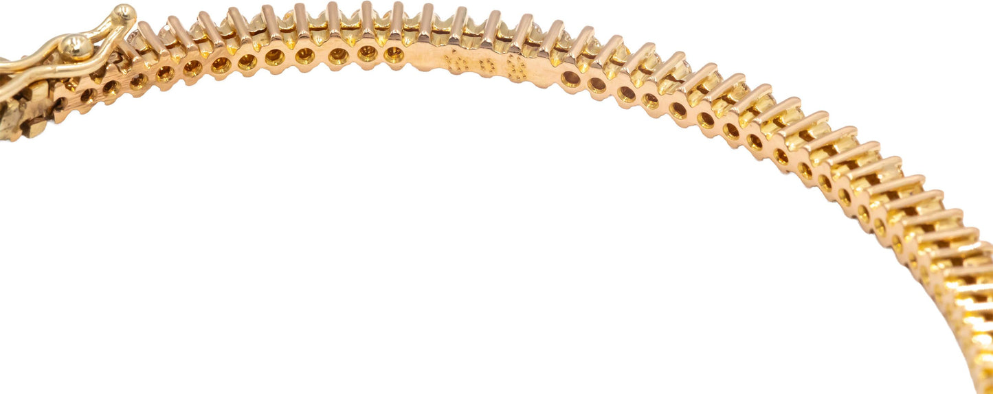 18k Yellow Gold VS Round Diamond Bangle Bracelet 2.20CT