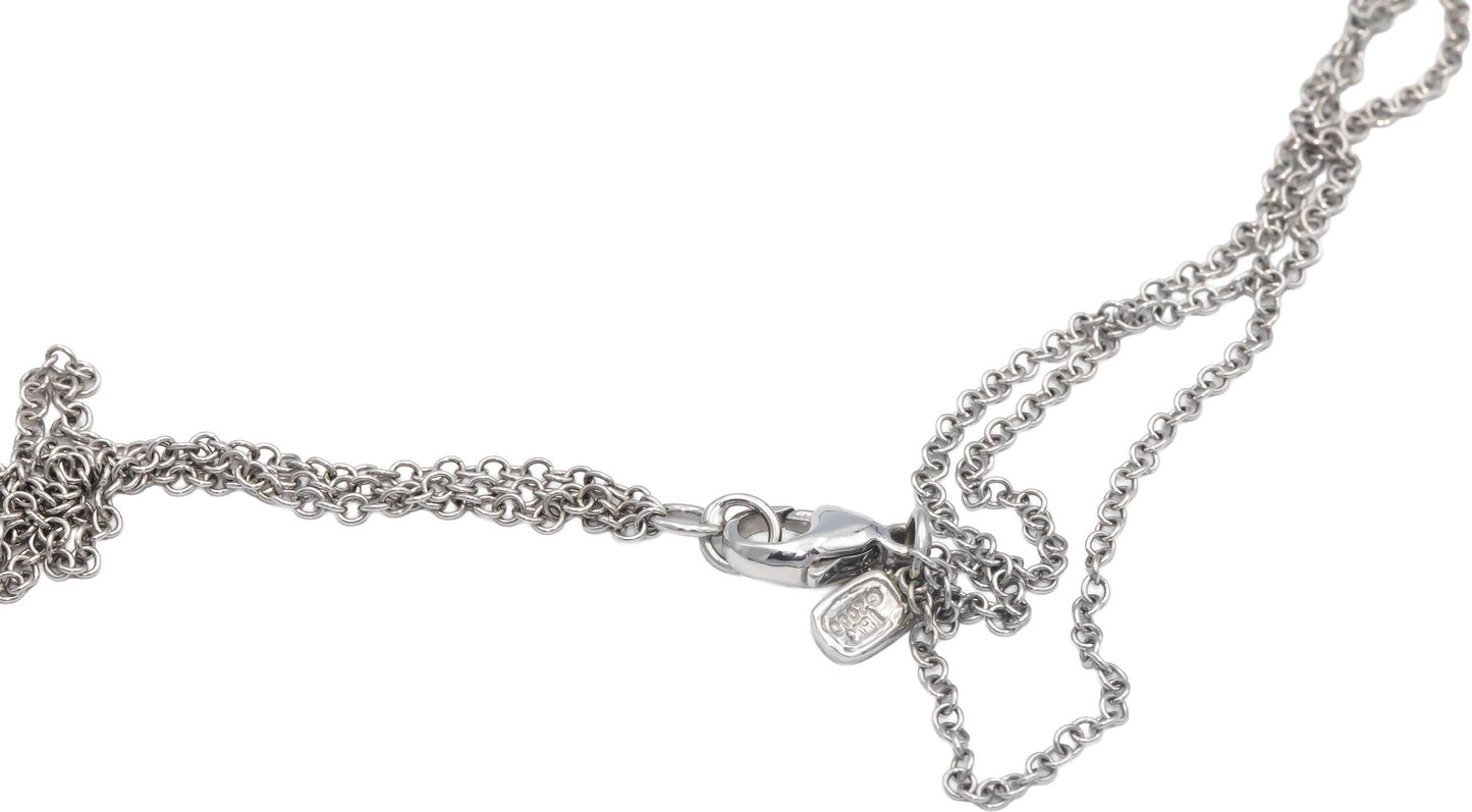 18k White Gold Round Diamond Pendant Multi-Chain Necklace 0.50CT