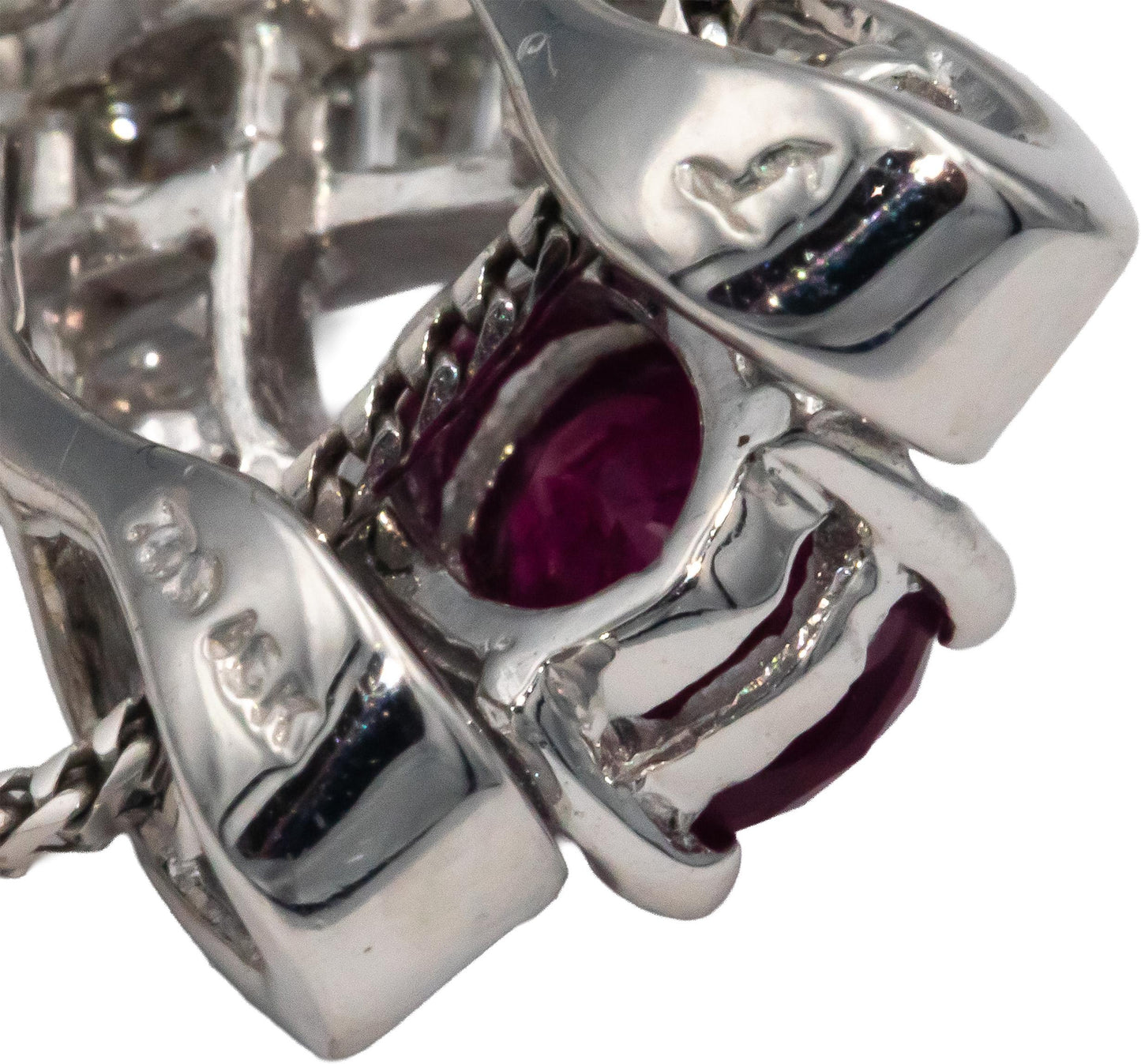 18k & 14k White Gold VS Diamond and Ruby Slide Pendant Necklace 1.52CT