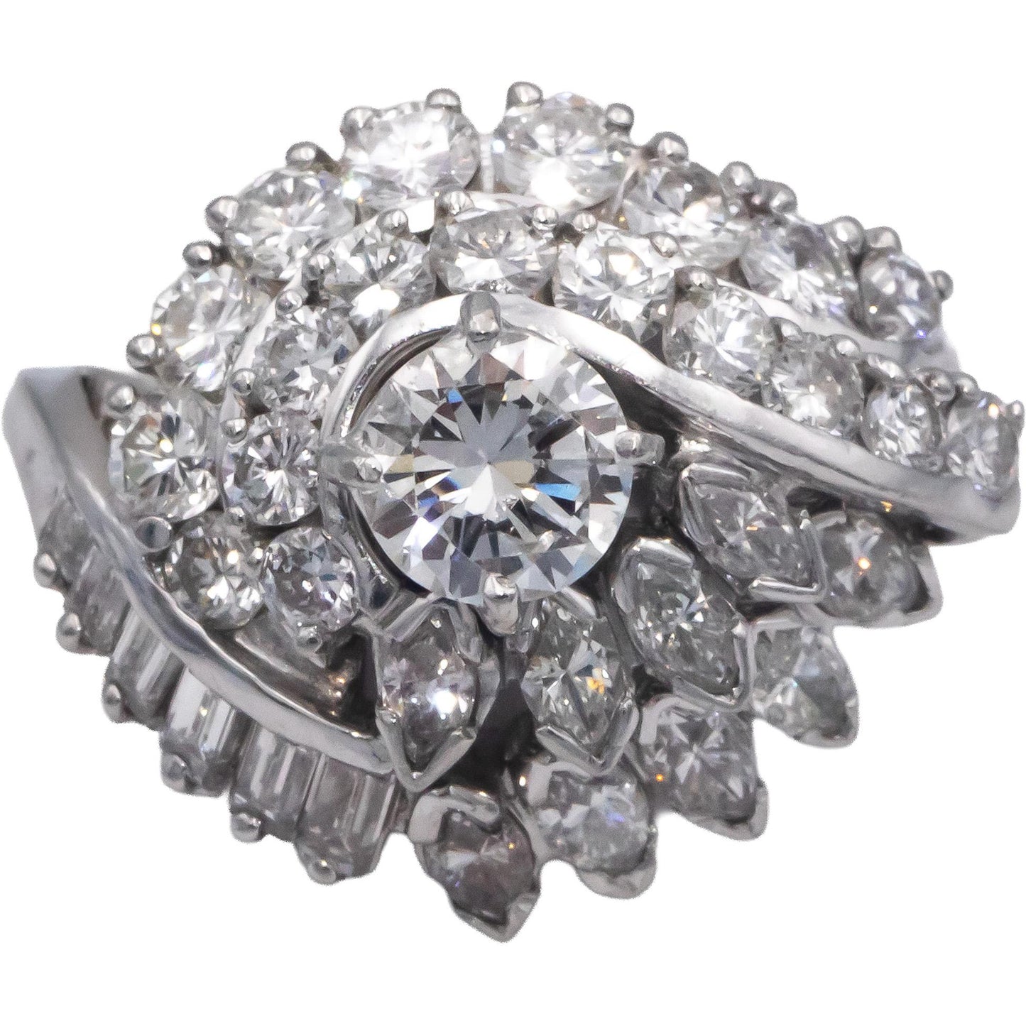 Antique Vintage Platinum Diamond Cocktail Ring w/ 0.75CT Center 3.0CT Size 8