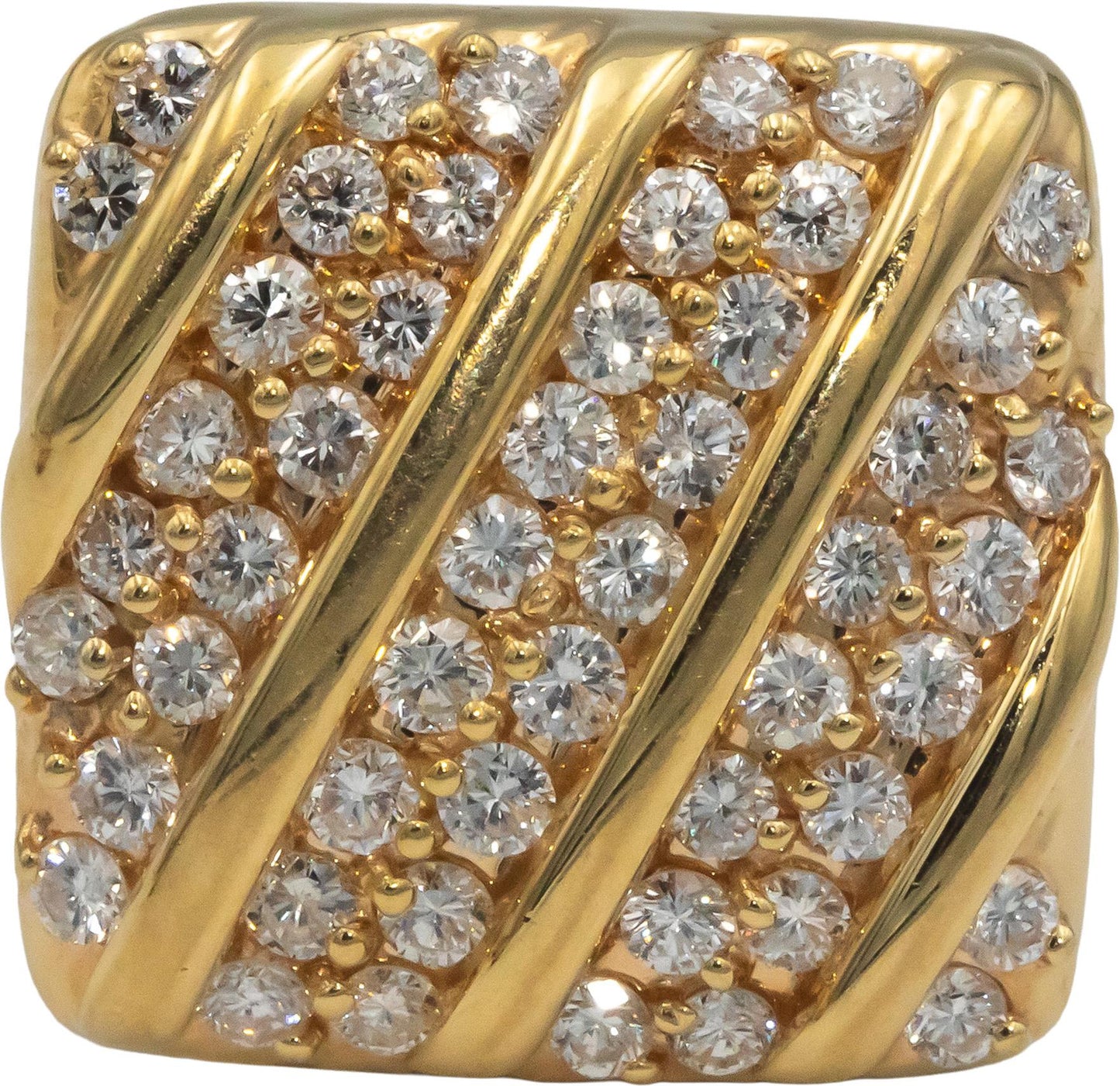 18k Yellow Gold Jewelry VS Round Cut Diamond Square Cluster Earrings 3.0CT