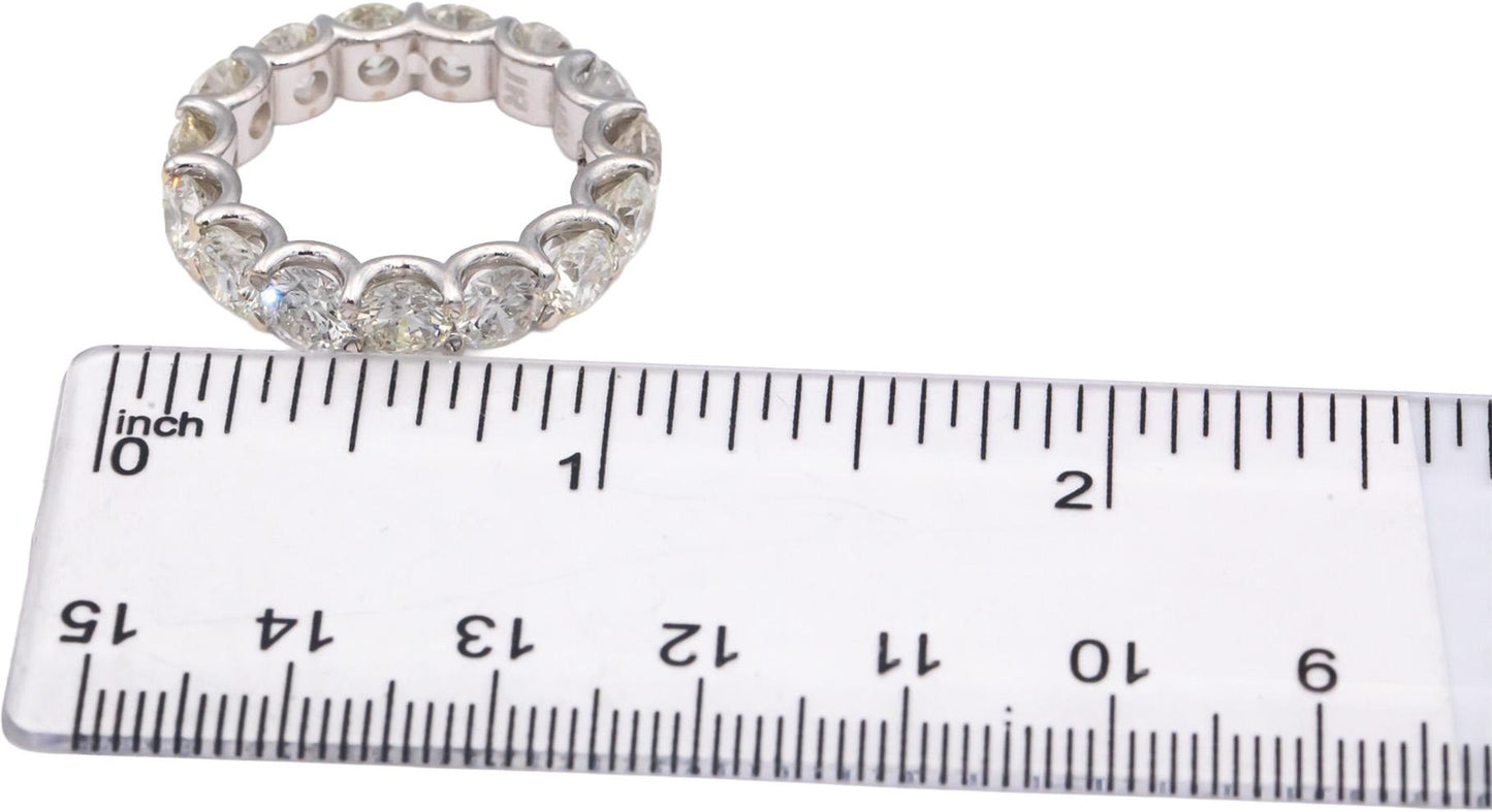 18k White Gold Round Cut Diamond Eternity Band Ring 7.67CT Size 7.5