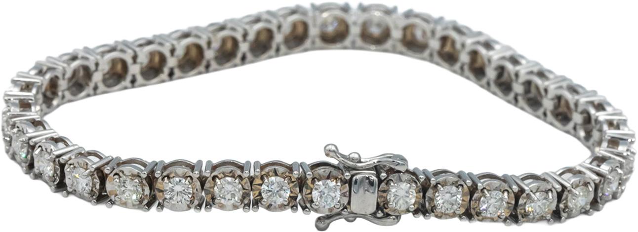 14k White Gold Round Cut Diamond Tennis Bracelet 3.65CT