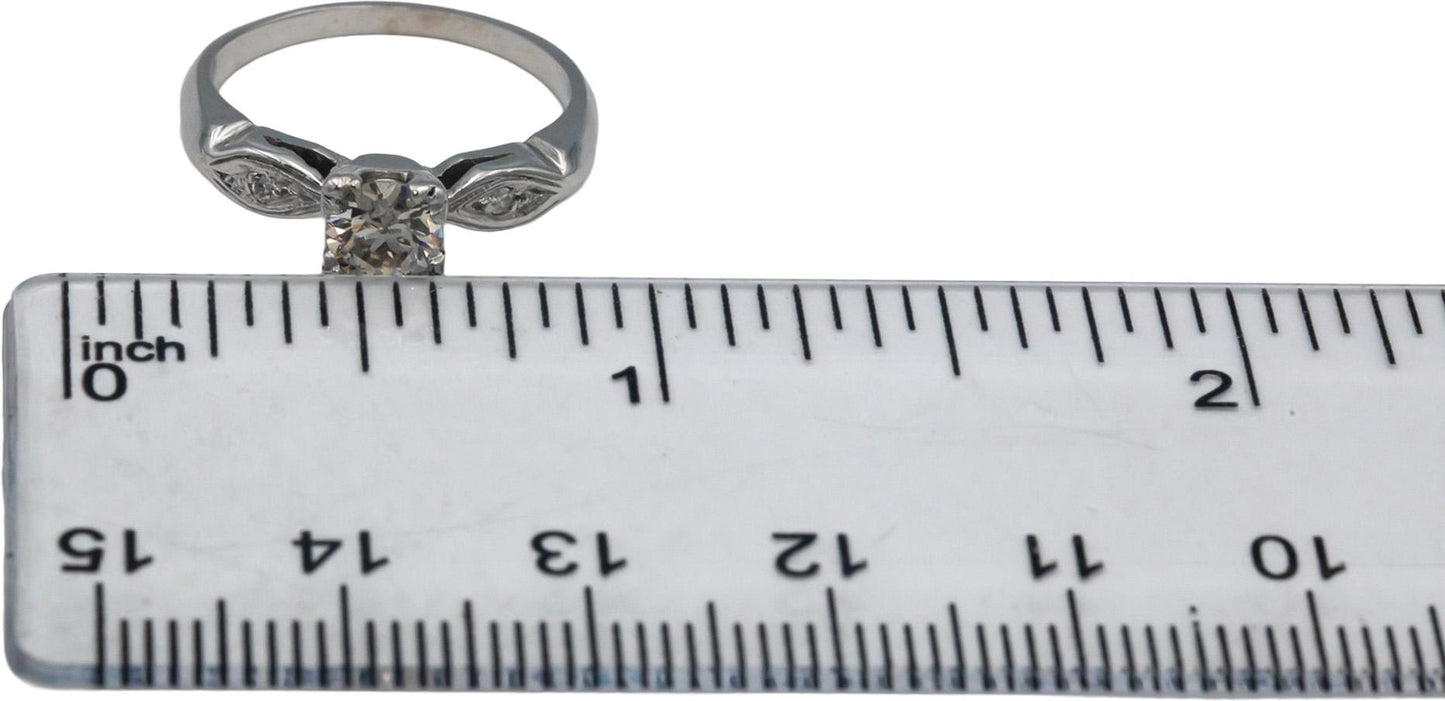 Vintage Antique 14k White Gold 0.52CT VS Diamond Ring w/ 0.50 Center Size 5.5