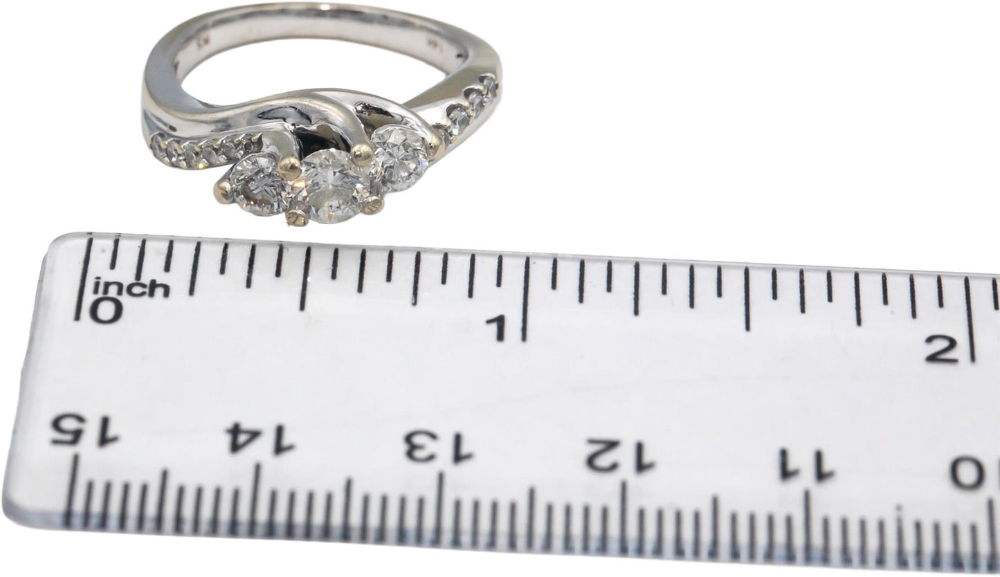 14k White Gold Jewelry 1.0CT Round Cut Diamond Ring Size 7