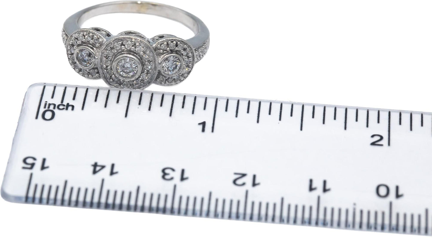 Designer 14k White Gold Round Diamond Cluster Cocktail Ring 0.50CT Size 8